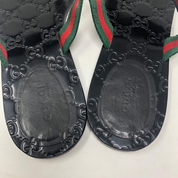 Gucci Double G Logo Thong Sandal Womens 40.5 Us 10.5 Black Old Money Luxury - Picture 6 of 11